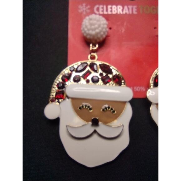 Celebrate Together Enamel Santa Clause Rhinestone‎ Christmas Holiday Earrings - Picture 4 of 4